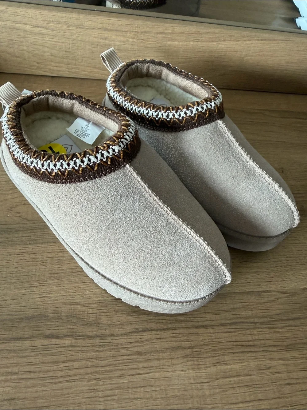 Cozy Beige Suede Slip-On moccasins NWT